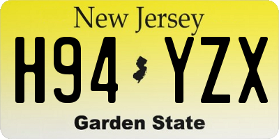 NJ license plate H94YZX
