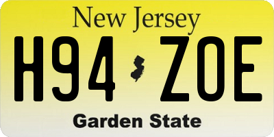 NJ license plate H94ZOE