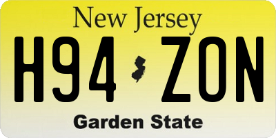 NJ license plate H94ZON