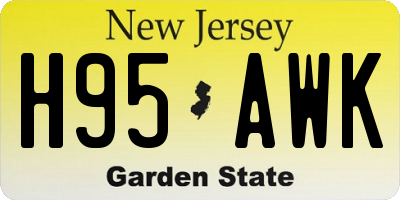 NJ license plate H95AWK