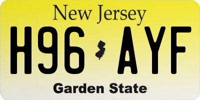 NJ license plate H96AYF