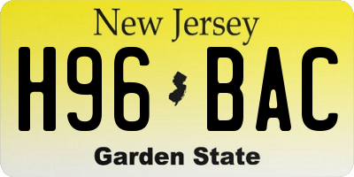 NJ license plate H96BAC