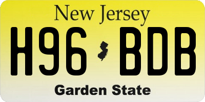 NJ license plate H96BDB