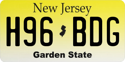 NJ license plate H96BDG