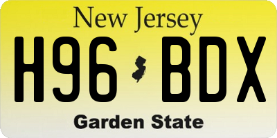 NJ license plate H96BDX