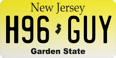 NJ license plate H96GUY