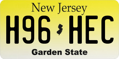 NJ license plate H96HEC