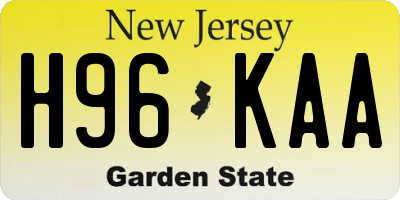 NJ license plate H96KAA
