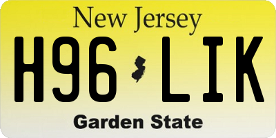 NJ license plate H96LIK