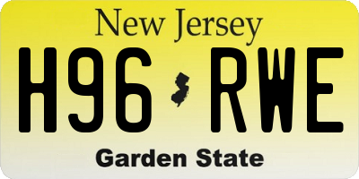 NJ license plate H96RWE