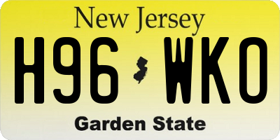NJ license plate H96WKO