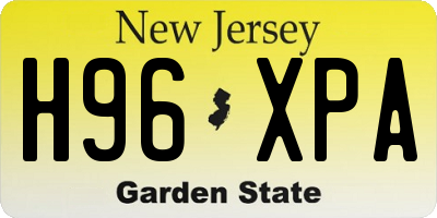 NJ license plate H96XPA