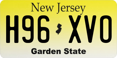 NJ license plate H96XVO