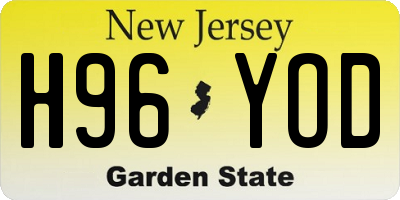 NJ license plate H96YOD