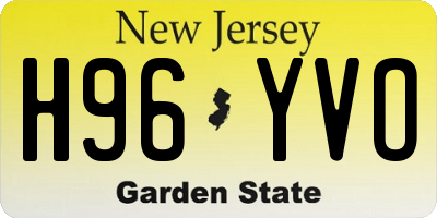 NJ license plate H96YVO