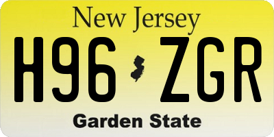 NJ license plate H96ZGR