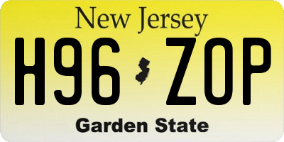 NJ license plate H96ZOP