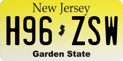 NJ license plate H96ZSW