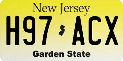 NJ license plate H97ACX