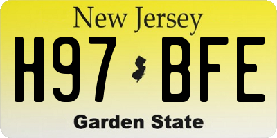 NJ license plate H97BFE