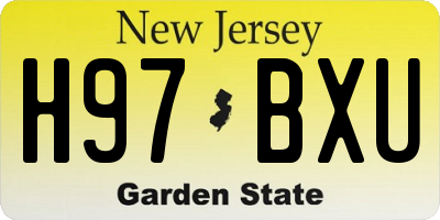 NJ license plate H97BXU
