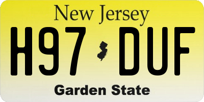 NJ license plate H97DUF