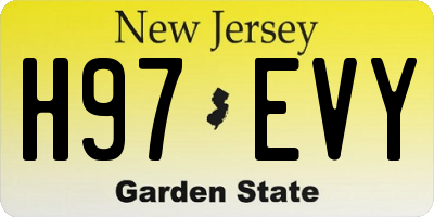 NJ license plate H97EVY