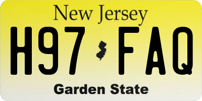 NJ license plate H97FAQ