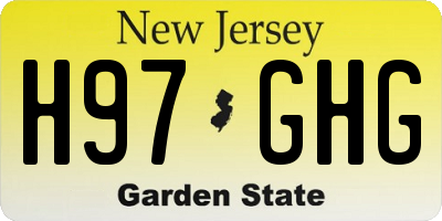 NJ license plate H97GHG
