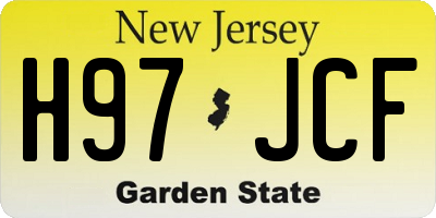 NJ license plate H97JCF