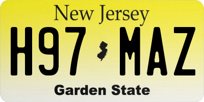 NJ license plate H97MAZ