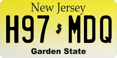 NJ license plate H97MDQ