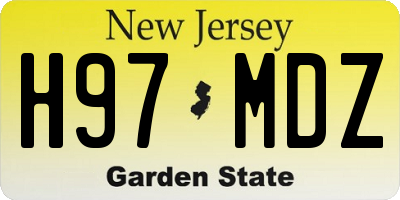 NJ license plate H97MDZ