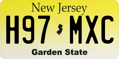 NJ license plate H97MXC