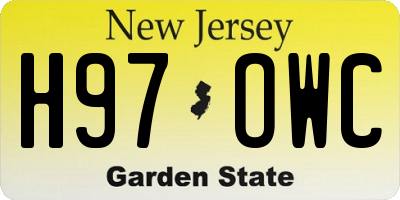 NJ license plate H97OWC