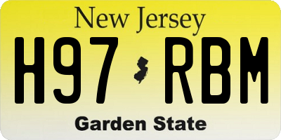 NJ license plate H97RBM