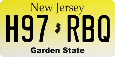 NJ license plate H97RBQ