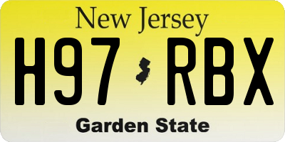 NJ license plate H97RBX