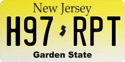 NJ license plate H97RPT