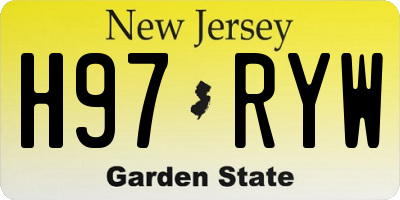 NJ license plate H97RYW