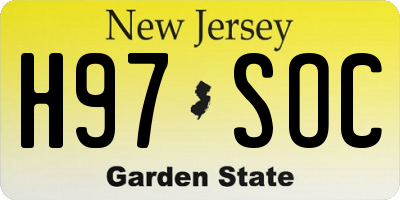 NJ license plate H97SOC