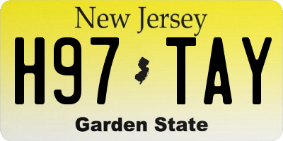 NJ license plate H97TAY