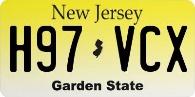 NJ license plate H97VCX