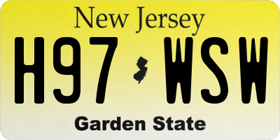 NJ license plate H97WSW