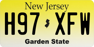 NJ license plate H97XFW