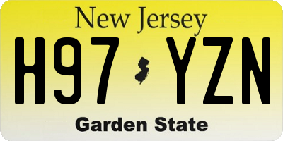 NJ license plate H97YZN