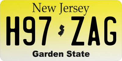 NJ license plate H97ZAG