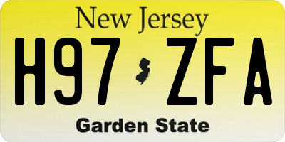 NJ license plate H97ZFA