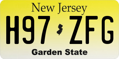 NJ license plate H97ZFG