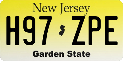 NJ license plate H97ZPE